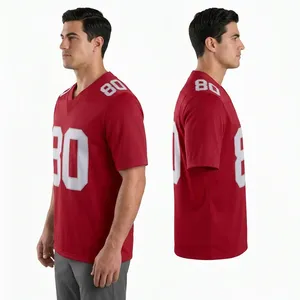 Camiseta de Fútbol Roja con Cuello en V para Hombre, Número 80, Personalizada, de Poliéster que Absorbe la Humedad, Manga Corta, Corte Regular - Product Image 2