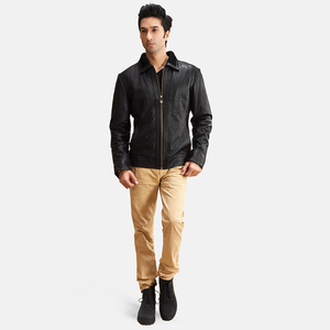 Veste décontractée pour homme en cuir de haute qualité, col montant, coupe-vent, écologique, prête pour l'hiver, coutures sécurisées pour usage urbain - Product Image 5