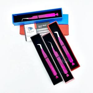 LUCKY LASH TOOLS Pince à épiler pour cils en acier inoxydable de haute qualité, antistatique, avec poignée transparente rose vif, longueur 10 mm - Product Image 5