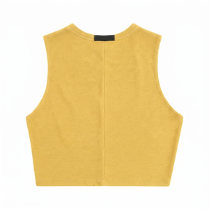 เสื้อครอปท็อปแขนสั้นทรงเข้ารูป ผ้าเจอร์ซีย์คอตตอน 100% พรีเมียม 240 GSM สีมัสตาร์ด ระบายอากาศได้ดี ป้องกันรอยยับ พิมพ์ลายดิจิตอลตามสั่ง - Product Image 2