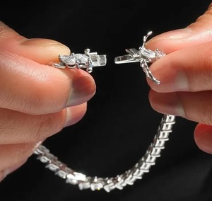Luxury Marquise Cut Moissanite Tennis Bracelet <b>Iced</b> <b>Out</b> Hip Hop Jewellery White Gold Diamond Look Wrist <b>Chain</b> - Product Image 3