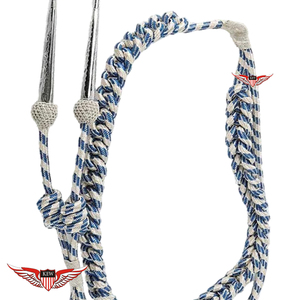 สายสะพายไหล่ถักสีเงินน้ำเงินแบบเกลียว ปลายโลหะสีเงิน - Product Image 4