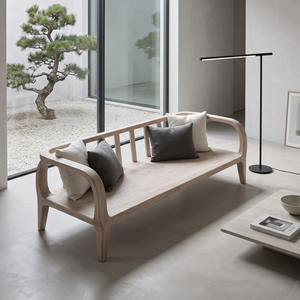 Sofá de Madera Maciza de Tres Plazas Convertible Estilo Nórdico para Sala de Estar - Product Image 1
