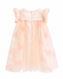 Robe de princesse florale pour filles avec manches à volants |   Robe élégante rose pour occasions spéciales - Product Image 2