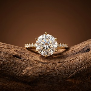 Anillo de Compromiso de Lujo con Diamante de Laboratorio de 5 Quilates, Corte Brillante Redondo, E VS1, Oro Amarillo de 14K, Certificado IGI, para Bodas y Aniversarios - Product Image 1