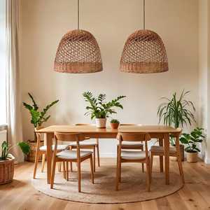 Custom Rattan Lampshade Round Pendant Light Handmade Natural Woven <b>Ceiling</b> Shade Boho Hanging Lamp <b>Decor</b> - Product Image 4