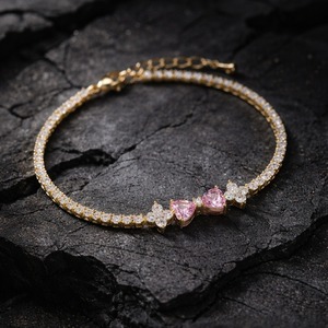 S925 Gold Color Tennis Bracelet Heart Cut Moissanite Freshwater Pearl Bow <b>Charm</b> Chain Link Bracelet for Gift Jewelry - Product Image 5