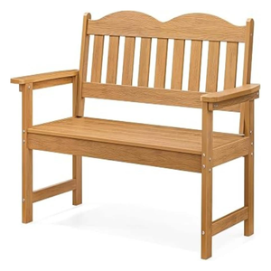 Banco de Jardín de Teca Sólida para 2 Personas con Respaldo y Reposabrazos Festoneados - Product Image 1