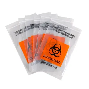 バイオハザード印刷包装袋Peプラスチック漏れ防止医療ラボ標本ジッパーバッグ