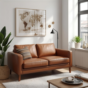 Sofá Contemporáneo de Cuero Vacuno – Brazos Minimalistas con Tapicería Premium para Espacios Modernos de Mediados de Siglo - Product Image 2