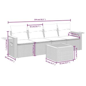 Juego de Sofás de Patio de 5 Piezas en Poliratán Negro con Cojines para Uso en Jardín - Product Image 3