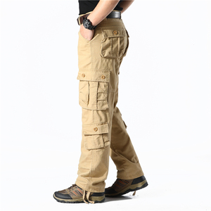 <b>Men's</b> Casual 100% Cotton Cargo Pants Heavyweight Plain Quick Dry Lightweight Comfortable Loose Fit Sweatpants - Product Image 2