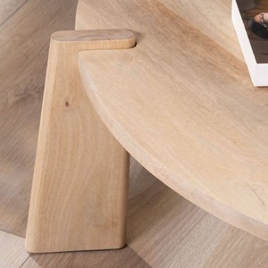 Vandana Golden Style <b>round</b> coffee <b>tables</b> in natural mango wood Loopie - Product Image 5