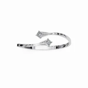 Twisted Lab Grown Diamond <b>Bangle</b> <b>Bracelet</b> in 18K White Gold 28 Pieces IGI Certified Women's Trendy Jewelry - Product Image 1