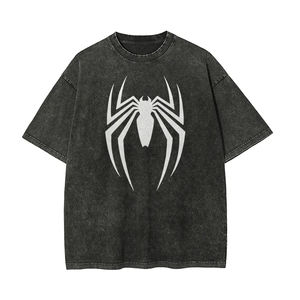 T-shirt Marvel Spider-Man délavé style rétro à manches courtes – Confortable et populaire pour homme, idéal pour l'été et le sport - Product Image 2