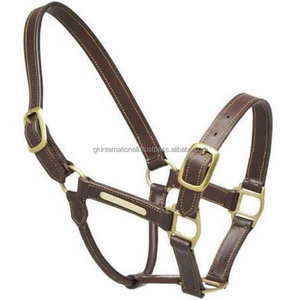 Cabestro de caballo de cuero genuino marrón de calidad superior con banda de nariz acolchada suave y cabestros para el cuello Halter de cuero anatómico caballo - Product Image 6