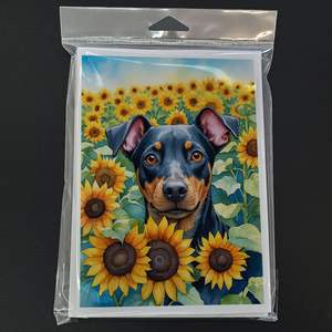 Whimsical Manchester Terrier in Sunflowers A7 Size <b>5x7</b> Blank Note Cards Pack of 8 with <b>Envelopes</b> for Greetings - Product Image 3