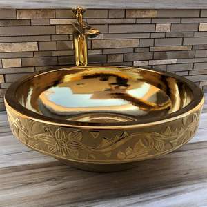 Lavabo de luxe en laiton doré, vasque à poser haut de gamme pour hôtel, villa et design d'intérieur, décoration pour hôtels et restaurants - Product Image 2