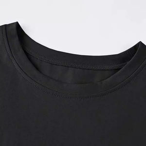 Crop top noir pour femme, manches courtes, col rond, coupe ample, tricoté, couleur unie, décontracté, avec nœud papillon à l'avant - Product Image 5