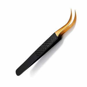 Pinzas de Precisión para Extensión de Pestañas, Color Negro Dorado, Curvadas, para Volumen, Agarre Fácil, Profesionales - Product Image 5
