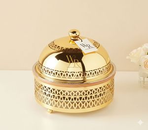 Casserole de luxe en acier inoxydable à base géométrique avec support en bois pour la maison, l'hôtel, les mariages, prix de gros, style Moyen-Orient, buffet - Product Image 6
