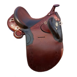 Selle Western australienne sculptée à la main avec motif floral, fabriquée en cuir véritable DD, matériau de qualité supérieure des fournisseurs. - Product Image 1