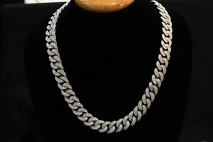 High On Demand Moissanite Diamond Cuban Chain 925 Sterling <b>Silver</b> Iced Out <b>Necklace</b> <b>For</b> <b>Men</b> And Women Available <b>For</b> Sale - Product Image 3