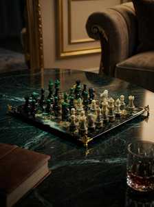 Green Marble Epoxy Resin <b>Chess</b> <b>Set</b> Handmade 30cm <b>Board</b> Luxury Game <b>Board</b> Home Decor Collectible Item - Product Image 5