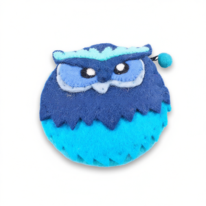 Porte-monnaie en feutre hibou bleu - Product Image 1