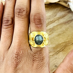 Unique Design <b>Boho</b> Floral Gemstone <b>Ring</b> Vintage Brass <b>Rings</b> Women 18k Gold Plated Floral Labradorite <b>Ring</b> for Wholesale/OEM/ODM - Product Image 3