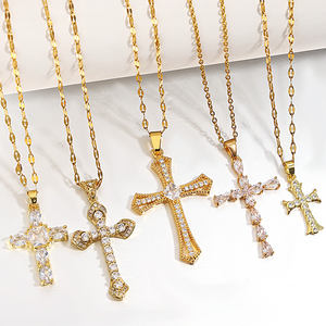 Collier pendentif croix en argent sterling 925 plaqué or avec micro-pavé de zircon, bijoux pour femme, cadeau de mariage - Product Image 4