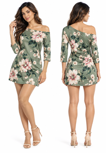 Vestido Casual de Fiesta para Mujer, Manga Corta, Cuello Redondo, Fruncido, Ajustado, Largo hasta la Rodilla, Ecológico, Moderno, de Spandex, Color Verde Sólido - Product Image 6