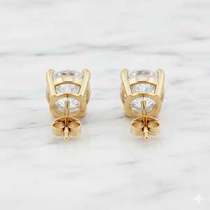 Boucles d'oreilles clous en diamant rond CVD cultivé en laboratoire, classiques solitaires, en or massif 10 carats, cadeau idéal pour mariage ou promesse - Product Image 6