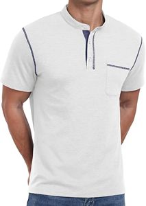 T-shirt à manches courtes de haute qualité, coupe ajustée, chemises décontractées, couleur unie, design à bordure contrastée - Product Image 2