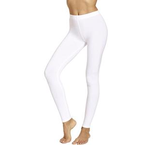 Leggings pour femmes en mélange de coton blanc uni, taille mi-haute, coupe skinny, avec logo à la taille, personnalisables, meilleur prix d'usine du Bangladesh - Product Image 1