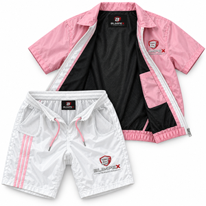 Ensemble de survêtement d'été unisexe personnalisé OEM, veste à fermeture éclair à manches courtes et short assorti, marque privée - Product Image 2