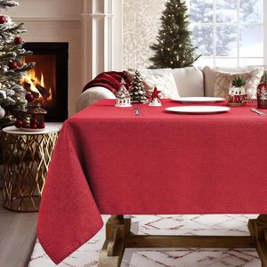 Tovaglia Rettangolare Impermeabile in Lino con Design Testurizzato, Antimacchia e Lavabile, Ideale per Natale e Cene - Product Image 1