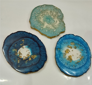 Customizable Handmade Eco-Friendly Resin Coasters with Gold <b>Glitter</b> Round Flower Designs <b>for</b> Home Weddings Hotels & Restaurants - Product Image 2
