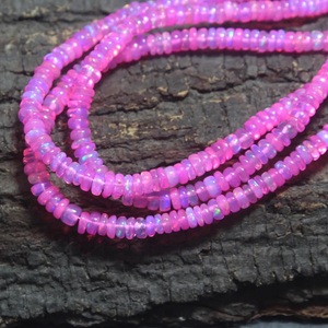 Cuentas redondas de ópalo etíope natural, color rosa ahumado, de 3-5 mm, 16 pulgadas de largo, con orificio central, para collar - Product Image 1