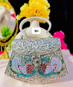 Gold-Plated Brass Metal Beaded Customized Shape <b>Clutch</b> Bag Handmade Purse for Women Wedding by F S International - Product Image 3