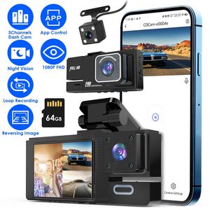 WiFi FHD 1080P WiFi <b>Car</b> Dash <b>Camera</b> 3-Channel Front & Rear Loop Recording Night Vision 170 Degree <b>for</b> <b>Reverse</b> Imaging - Product Image 2
