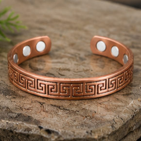Brazalete Biomagnético de Cobre Sólido Premium con Patrón Griego, Hecho a Mano, Personalizable, Regalo de Navidad o Halloween - Product Image 3