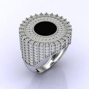 Luxury Women's <b>Cocktail</b> <b>Ring</b> 18K Solid <b>Gold</b> Moissanite Round Brilliant Cut Pave Setting Geometric Design Party Jewelry - Product Image 2