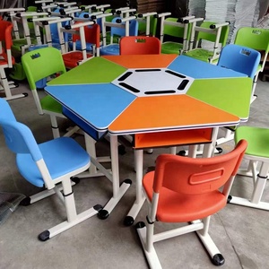 Smart Classroom Montessori Wood Niños Estudio <span class=keywords><strong>Escritorio</strong></span> y <span class=keywords><strong>silla</strong></span> Juegos Niños Actividad Combinación Mesa hexagonal - Product Image 4