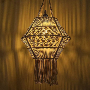 Farol Bohemio de Macramé Dorado con Marco de Hierro, Decoración Colgante Hecha a Mano para el Hogar, Sala de Estar y Decoración de Eventos - Product Image 5