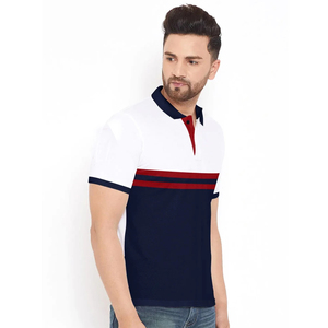 Camiseta Polo para Hombre con Bloques de Color, Manga Corta, Tejido de Punto, Diseño a Rayas, Corte Regular, Blanco, Azul Marino, Rojo - Product Image 2