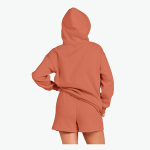 Women's Breathable Quick-Dry <b>Knit</b> Above-Knee Hoodie and Shorts <b>Set</b> for Summer Outdoor Activities - Product Image 6