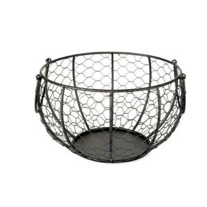 Panier à fruits en fil métallique avec poignées en corde, facilement transportable, résistant à la rouille, finition noire, panier multifonctionnel, panier cadeau utile - Product Image 3