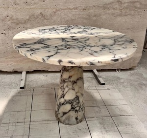 Mesa de Comedor Redonda de Mármol Natural de Lujo |   Mesa con Pedestal de Piedra Sólida |   Mesa de Comedor Moderna de Mármol para Hogar, Hotel o Restaurante - Product Image 2