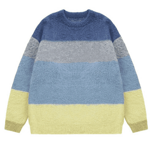 Pull en tricot à rayures personnalisé pour homme, col rond décontracté, pull d'hiver - Product Image 3